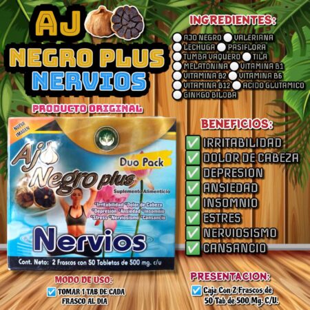 Ajo Negro Plus Nervios Tabletas